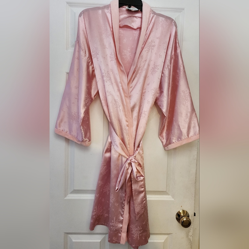 Size L - CHRISTIAN DIOR Pink Satin Vintage Exclusive Decoration Robe